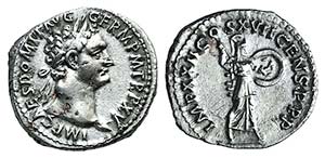 Domitian (81-96). AR Denarius (18mm, 3.26g, ... 