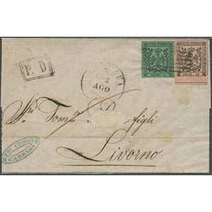 02.07.1855, lettera da Carrara per Livorno ... 