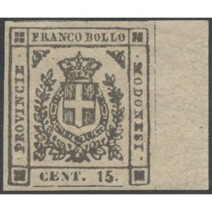 1859, 15c. N.14b Grigio nero bordo di foglio ... 