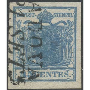 1851, 45c. N.17a Azzurro Scuro Cotelè. ... 