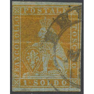 1851, 1s. N.2c Giallo Oro su Azzurro, usato. ... 