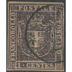 1860, 1c. N.17 Violetto bruno, usato. (A) ... 