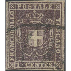 1860, 1c. N17 Violetto bruno, usato. (A+) ... 