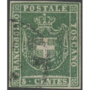 1860, 5c. N.18 verde, usato. (A+) (Oliva) ... 