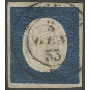 1854, N.8 Azzurro usato a Sassello (12pt.) ... 