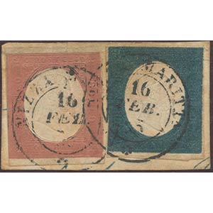 16.02.1855, Frammento con 20c. N.8d Azzurro ... 