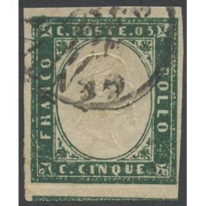1857, 5c. N.13A Verde Mirto, Leggera Piega. ... 