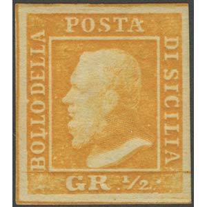 1859, 1/2gr. N.1 Arancio nuovo con gomma, ... 