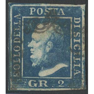 1859, 2gr  (I Tav.) N.6f Azzurro Vivo. (A) ... 