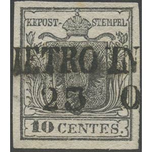 1850, 10c. N,2c Grigio Nero con la scritta ... 