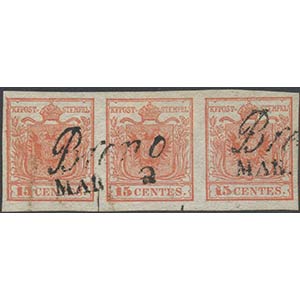 1850, 15c. N.3f Rosso Vermiglio Chiaro in ... 