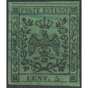 1852, N.1 Verde, usato. (A+) (Cat.225)