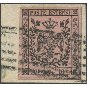 1852, 10c. N.2 Rosa su frammento.  (Lux) ... 