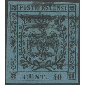 1852, N.5 celeste con varietà E ... 