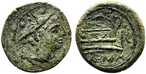 C series, Sardinia, c. 211 BC. Æ Sextans ... 
