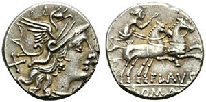 Decimius Flavus, Rome, 150 BC. AR Denarius ... 