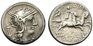 Sex. Julius Caesar, Rome, 129 BC. AR ... 