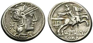 Q. Philippus, Rome, 129 BC. AR Denarius ... 