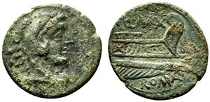 Q. Fabius Maximus, Rome, 127 BC. Æ Quadrans ... 