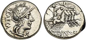 M. Porcius Laeca, Rome, 125 BC. AR Denarius ... 