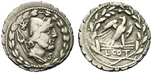 Lucius Aurelius Cotta, Rome, 105 BC. AR ... 