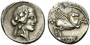 Q. Titius, Rome, 90 BC. AR Denarius (16mm, ... 