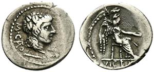 M. Cato, Rome, 89 BC. AR Quinarius (14.5mm, ... 