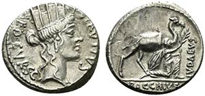 A. Plautius, Rome, 55 BC. AR Denarius (18mm, ... 