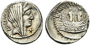 L. Mussidius Longus, Rome, 42 BC. AR ... 