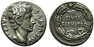 Augustus (27 BC-AD 14). Fourrèe Denarius ... 