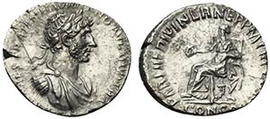 Hadrian (117-138). AR Denarius (19mm, 2.92g, ... 