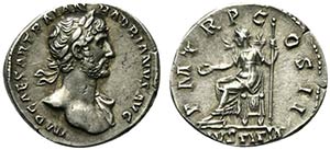 Hadrian (117-138). AR Denarius (19mm, 3.64g, ... 
