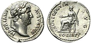 Hadrian (117-138). AR Denarius (18mm, 3.15g, ... 