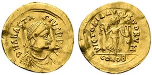 Anastasius I (491-518). AV Tremissis (15mm, ... 