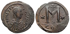 Anastasius I (491-518). Æ 40 Nummi (38mm, ... 