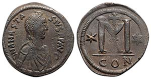 Anastasius I (491-518). Æ 40 Nummi (36mm, ... 