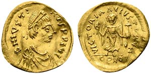 Justin I (518-527). AV Tremissis (12mm, ... 