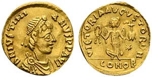 Justinian I (527-565). AV Tremissis (13mm, ... 