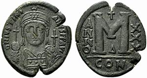 Justinian I (527-565). Æ 40 Nummi (27.5mm, ... 