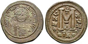 Justinian I (527-565). Æ 40 Nummi (35.5mm, ... 
