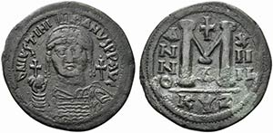 Justinian I (527-565). Æ 40 Nummi (31.5mm, ... 