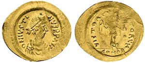 Justin II (565-578). AV Tremissis (17mm, ... 