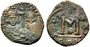 Justinian II with Tiberius (Second reign, ... 