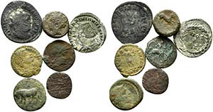 Mixed lot of 7 Greek and Roman Æ coins, to ... 