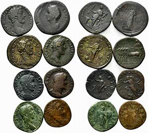 Lot of 8 Roman Imperial AR and Æ coins, to ... 