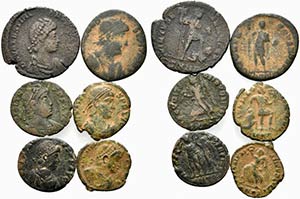 Lot of 6 Late Roman Imperial Æ coins, to be ... 