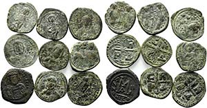 Lot of 9 Byzantine Æ coins, to be catalog. ... 