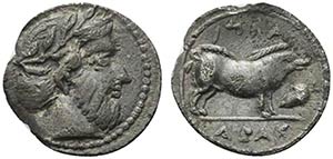 Sicily, Abakainon, c. 440-430 BC. AR Litra ... 