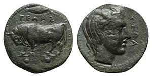 Sicily, Gela, c. 415-405 BC. Æ Tetras or ... 