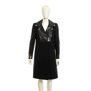 GUCCIWOOL COAT2010 caBlack wool and leather ... 